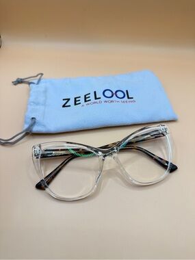 Zeelool Clear Frame Glasses with Tortoiseshell Temples, unknown prescription